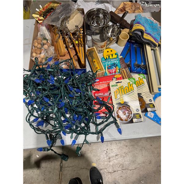 Miscellaneous lot garbage, disposal, cleaner, deodorizer, chopped towels, spoons, etc.