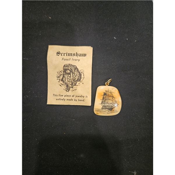 Hand carved walrus ivory pendant