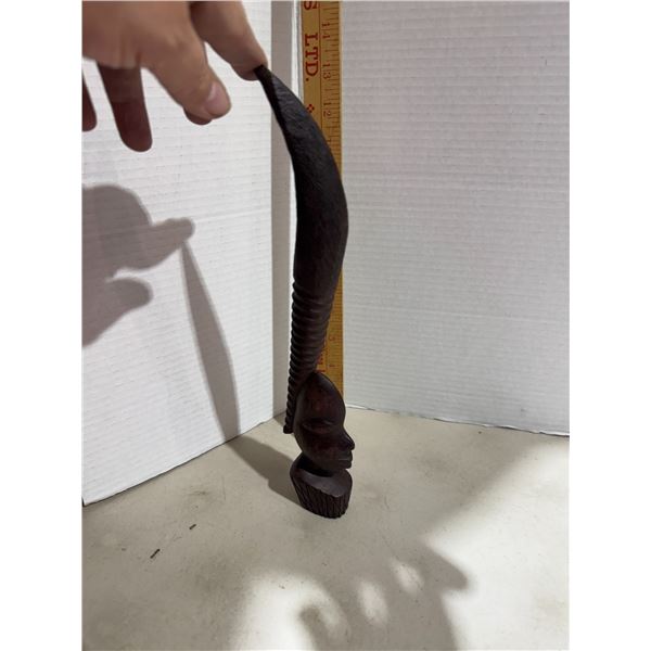 vintage hand-carved African tribal head bust sculpture