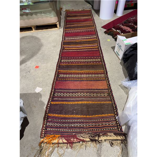 vintage Afghan kilim runner rug just shy of 10 feet long 2'2" wide