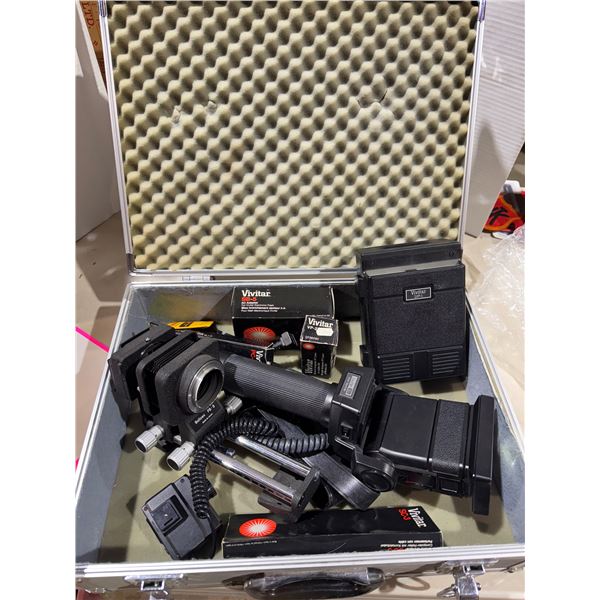 Vivitar camera items with case