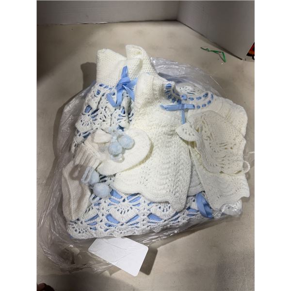 Hand crocheted christening gown set