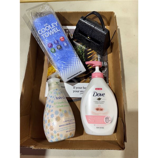 Hand soap, Cooley, towel, etc.