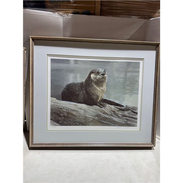Otter Study limited edition lithograph on paper Robert Bateman 28x 23.25 signed
