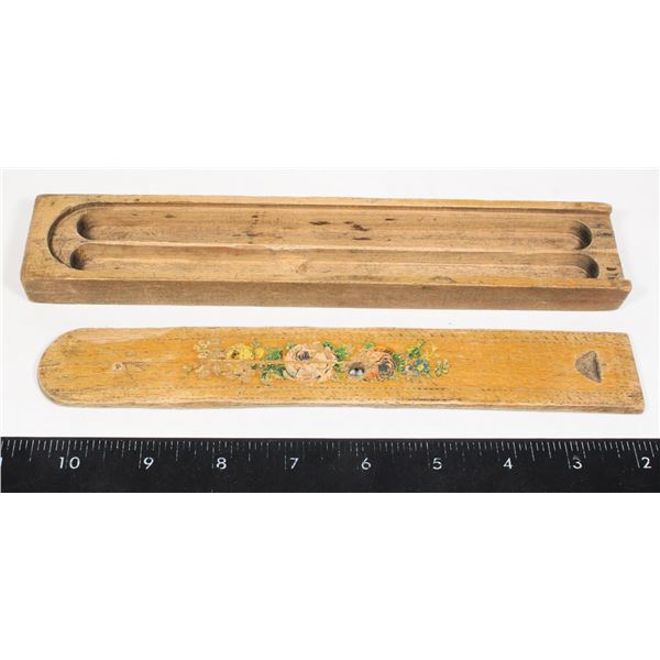 ANTIQUE WOODEN PENCIL CASE
