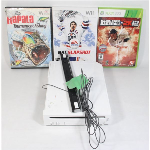 VIDEO GAME LOT INCLUDES INCOMPLETE WII CONSOLE