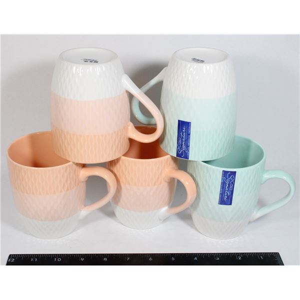 BOX OF 5 CASA SIGNATURE FINE PORCELAIN CUPS