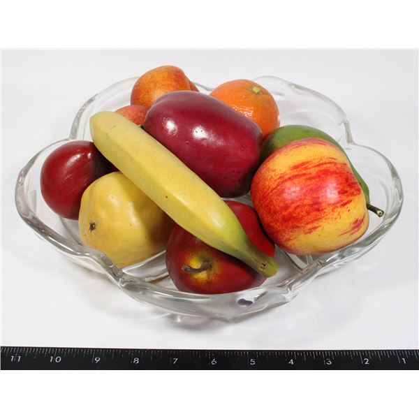 ARTIFICIAL FRUIT WITH GLASS PLATTER