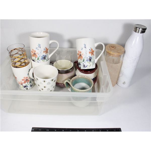 LOT OF MUGS AND TRAVEL MUGS