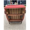 Image 10 : ANTIQUE GOOSENECK ARM ROCKING CHAIR WITH MID-CENTURY UPHOLSTERY AND MATCHING OTTOMAN