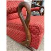 Image 2 : ANTIQUE GOOSENECK ARM ROCKING CHAIR WITH MID-CENTURY UPHOLSTERY AND MATCHING OTTOMAN