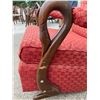 Image 3 : ANTIQUE GOOSENECK ARM ROCKING CHAIR WITH MID-CENTURY UPHOLSTERY AND MATCHING OTTOMAN