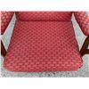 Image 6 : ANTIQUE GOOSENECK ARM ROCKING CHAIR WITH MID-CENTURY UPHOLSTERY AND MATCHING OTTOMAN