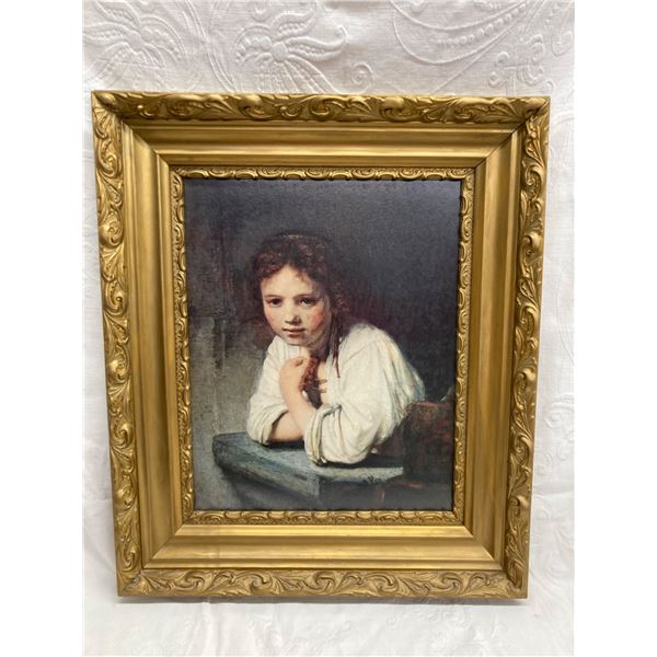 REPRODUCTION OF GIRL AT A WINDOW BY THE DUTCH MASTER REMBRANDT