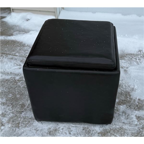 ASHLEY BONDED LEATHER STORAGE AND SERVING TRAY OTTOMAN