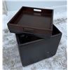 Image 3 : ASHLEY BONDED LEATHER STORAGE AND SERVING TRAY OTTOMAN