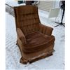 Image 1 : BROWN TUFTED VELVET SWIVEL ROCKER ARMCHAIR