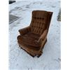 Image 2 : BROWN TUFTED VELVET SWIVEL ROCKER ARMCHAIR