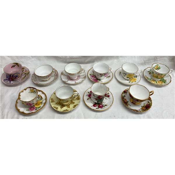 TEACUPS AND SAUCERS, LOT OF 10 PAIR