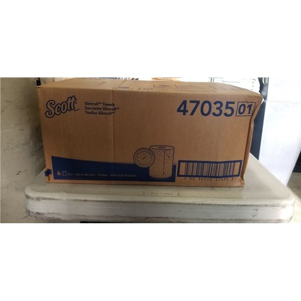 NEW CASE OF SCOTT SLIMROLL TOWELS, 8 INCH, 6 X 580FT