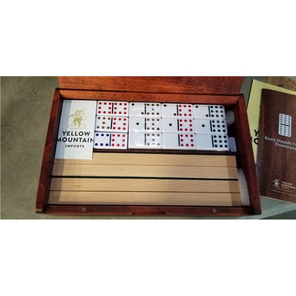 NEW YELLOW MOUNTAIN D12 DOMINOS WITH WOOD BOX