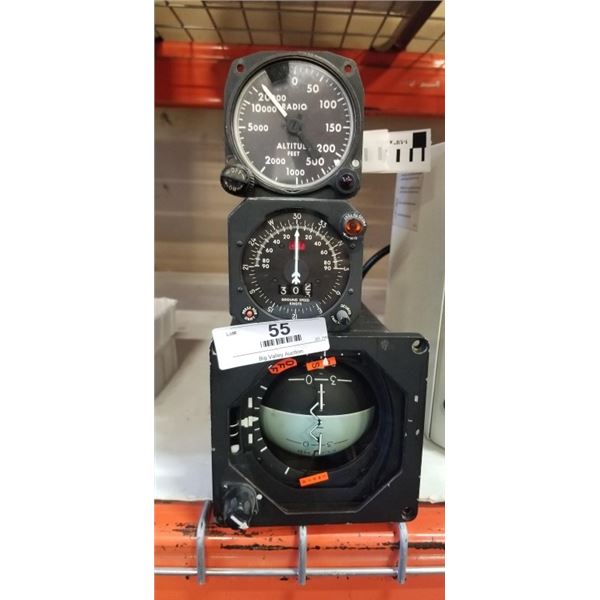 VINTAGE ATTITUDE INDICATOR, CANADIAN NATL DEFENCE, GROUND SPEED KNOTS AND ALTITUDE METER