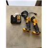 Image 1 : TWO DEWALT CORDLESS FLASHLIGHTS AND 20 VOLT BATTERY CHARGER
