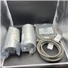 Image 1 : 2 NEW PAIRS OF 6-FT STAINLESS STEEL APPLIANCE FILL HOSE AND TWO 8-FT HYBRID VENT DRYER HOSE WITH CLA
