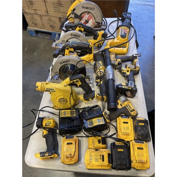 TOTE OF ASSORTED DEWALT POWER TOOLS