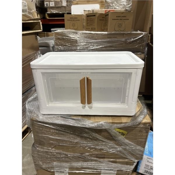 3 PLASTIC 2 DOOR STACKING STORAGE CABINETS, 25.6 X 15 INCH