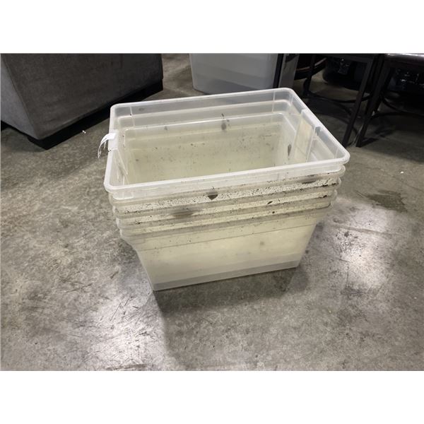 5 PLASTIC STORAGE TOTES