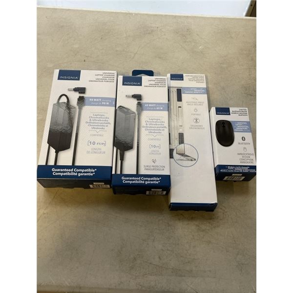 2 NEW INSIGNIA UNIVERSAL LAPTOP CHARGERS AND ELECTRONIC ACCESSORIES