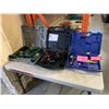 Image 1 : CLEVELAND 3PC POWER TOOL SET, JOBMATE DRILL W/ EXTRA BATTERY, AND COMPANION DRILL ALL IN HARDCASES