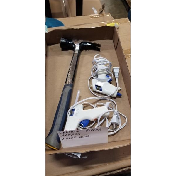 GRAPHITE RIPPING HAMMER AND 2 GLUE GUNS