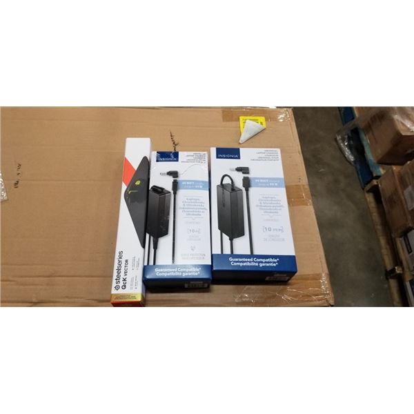 2 NEW INSIGNIA UNIVERSAL LAPTOP CHARGERS AND STEELSERIES VECTOR GAMING PAD