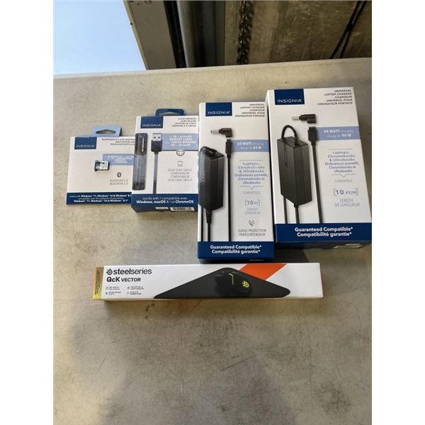 2 NEW INSIGNIA UNIVERSAL LAPTOP CHARGERS AND ELECTRONIC ACCESSORIES