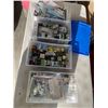 Image 1 : 3 TOTES AND TRAY OF VINTAGE ELECTRICAL REPAIR, TESTING, CONTACT ETC