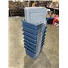 Image 1 : 8 BLUE AND GREY  STORAGE TOTES WITH LIDS 18 X 14 INCH