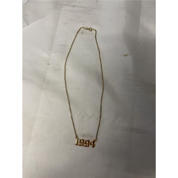 STERLING SILVER W/ GOLD OVERLAY 1994 PENDANT W/ CHAIN NECKLACE, MARKED 925 ITALY