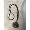 Image 1 : EXTRA LENGTH SEMI PRECIOUS STONE BEADS W/ PENDANT NECKLACE 35" LENGTH