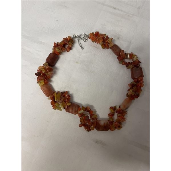 NATURAL CARNELIAN STONE AND BEADS NECKLACE