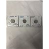 Image 1 : 3 CANADIAN SILVER SMALL 5 CENTS 1911, 1912, 1913 925 SILVER