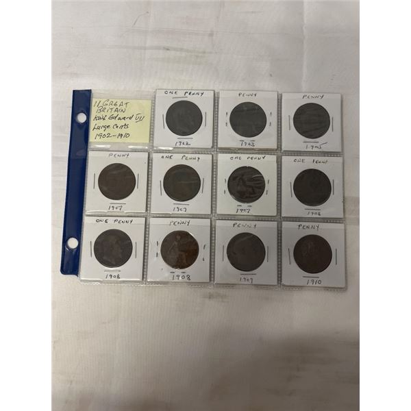 11 GREAT BRITAIN EDWARD VII LARGE CENTS 1902-1910