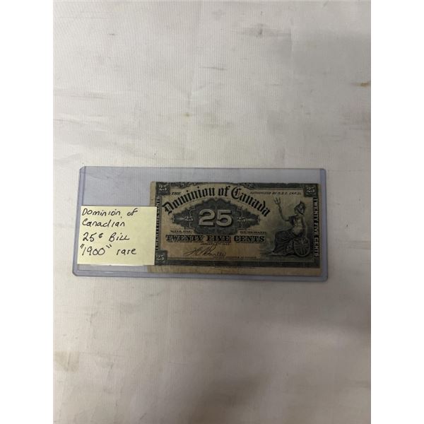 DOMINION OF CANADA 25 CENT BILL 1900 - RARE