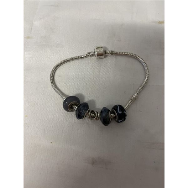 STERLING SILVER BRACELET W/ BEAD CHARMS MARKED 925