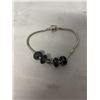 Image 1 : STERLING SILVER BRACELET W/ BEAD CHARMS MARKED 925