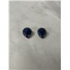 Image 1 : VINTAGE STERLING SILVER W/ BLUE SAPPHIRES STONES AND SMALL DIAMONDS PAIR OF EARRINGS, HINGED SOME ST