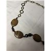 Image 2 : HEAVY METAL LINKS W/ AGATE STONES NECKLACE 31" LENGTH