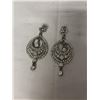 Image 1 : VINTAGE LARGE AND HEAVY SILVER PLATED W/ RHINESTONES PAIR OF DANGLE EARRINGS