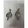 Image 2 : VINTAGE LARGE AND HEAVY SILVER PLATED W/ RHINESTONES PAIR OF DANGLE EARRINGS
